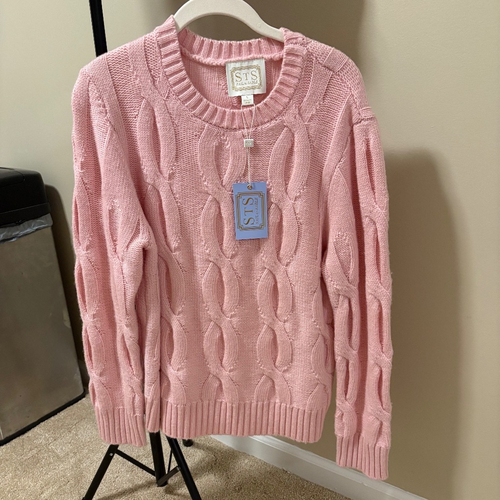 Light pink wool cable knit sweater